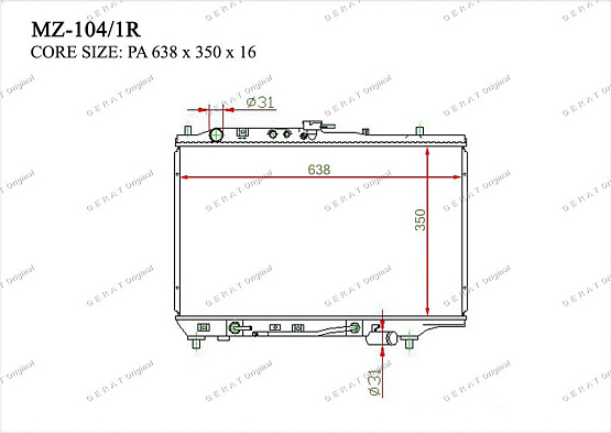 Радиатор охлаждения двигателя Gerat MZ-104/1R