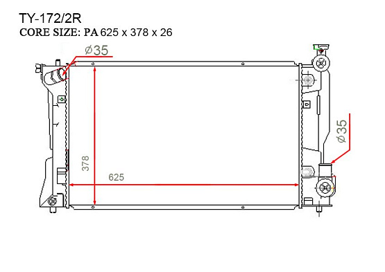 Радиатор охлаждения двигателя Gerat TY-172/2R