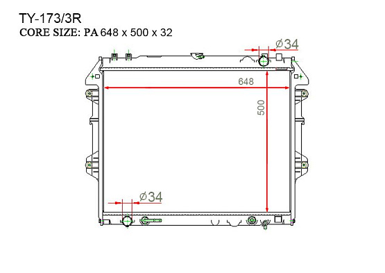 Радиатор охлаждения двигателя Gerat TY-173/3R