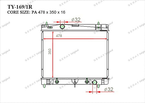 Радиатор охлаждения двигателя Gerat TY-169/1R
