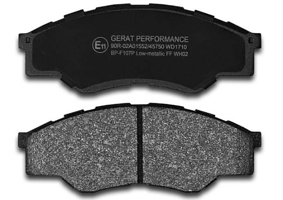 Тормозные колодки Gerat BP-F107P (передние) Low-metallic
