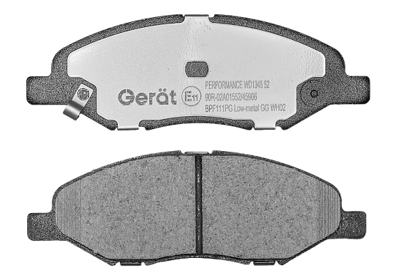 Передние тормозные колодки Gerat BPF111PG Low-metallic