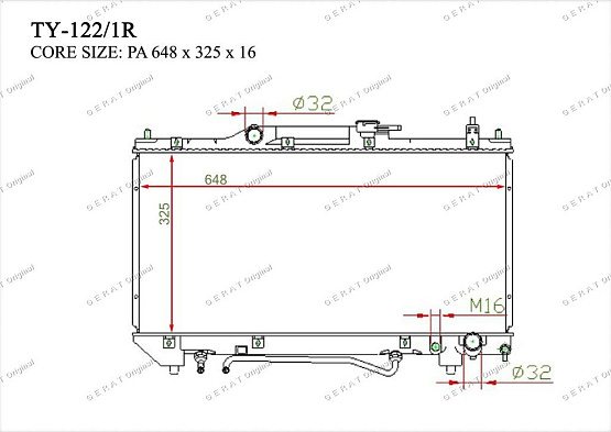 Радиатор охлаждения двигателя Gerat TY-122/1R
