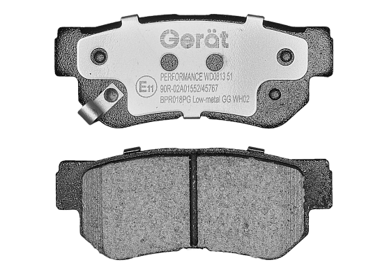 Задние тормозные колодки Gerat BPR018PG Low-metallic