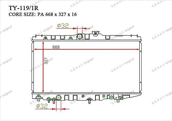 Радиатор охлаждения двигателя Gerat TY-119/1R