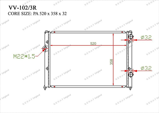 Радиатор охлаждения двигателя Gerat VV-102/3R