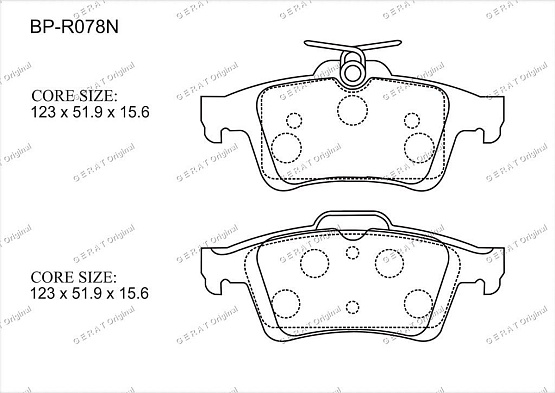 Тормозные колодки Gerat BPR078PG (задние) Low-metallic
