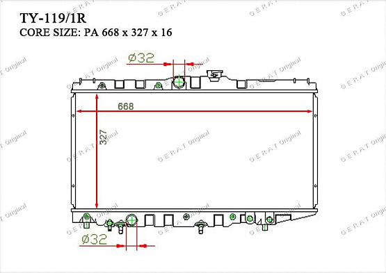 Радиатор охлаждения двигателя Gerat TY-119/1R