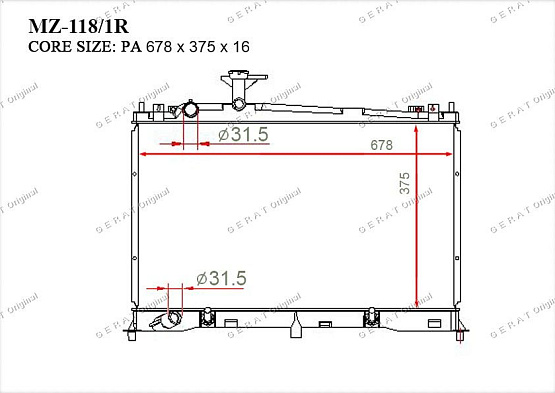 Радиатор охлаждения двигателя Gerat MZ-118/1R