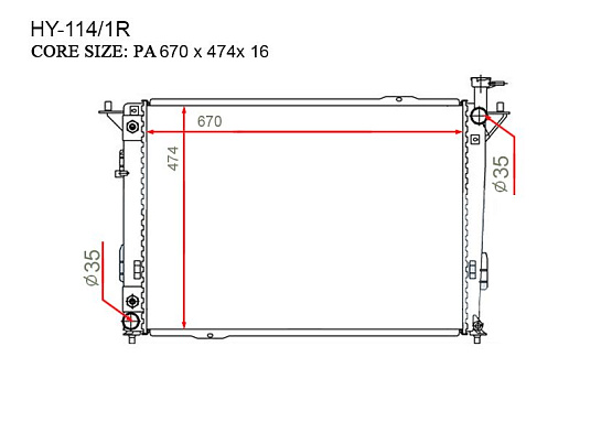 Радиатор охлаждения двигателя Gerat HY-114/1R