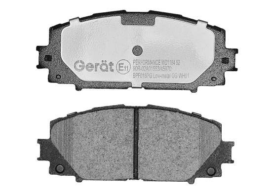 Передние тормозные колодки Gerat BPF016PG Low-metallic