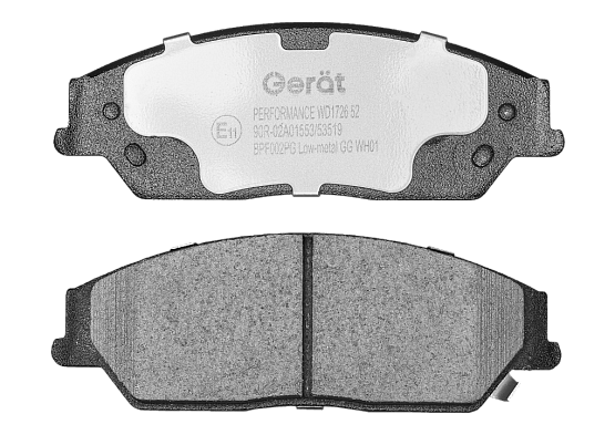 Передние тормозные колодки Gerat BPF002PG Low-metallic