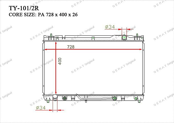 Радиатор охлаждения двигателя Gerat TY-101/2R