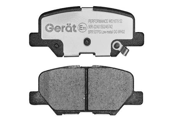Задние тормозные колодки Gerat BPR107PG Low-metallic