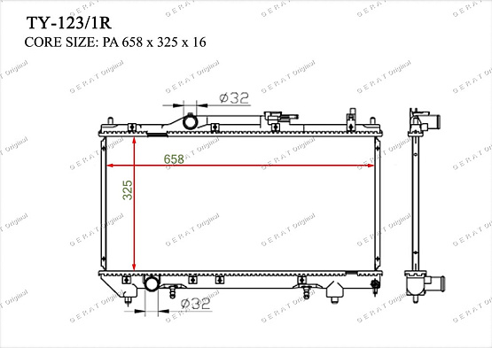 Радиатор охлаждения двигателя Gerat TY-123/1R