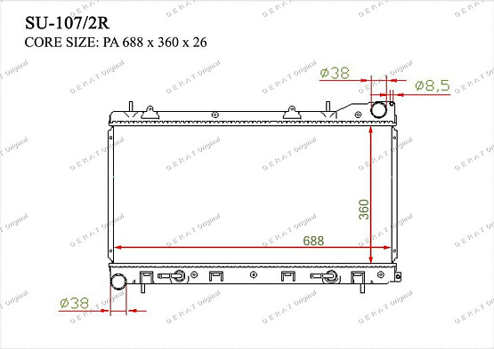 Радиатор охлаждения двигателя Gerat SU-107/2R
