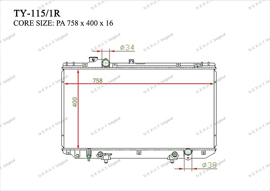 Радиатор охлаждения двигателя Gerat TY-115/1R