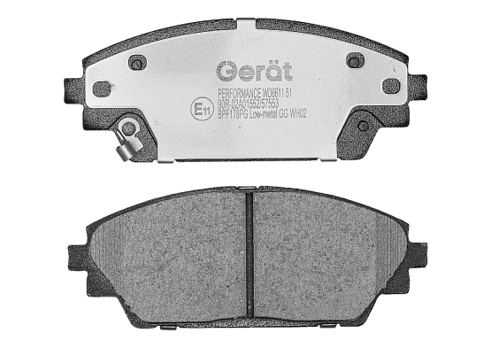 Передние тормозные колодки Gerat BPF178PG Low-metallic