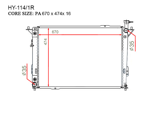Радиатор охлаждения двигателя Gerat HY-114/1R