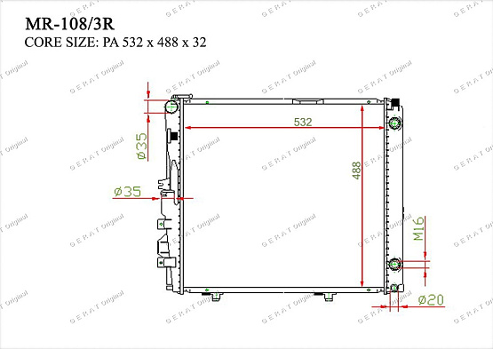 Радиатор охлаждения двигателя Gerat MR-108/3R